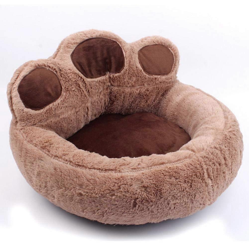 Dog Kennels 56x52CM for Dogs and Cats, Warm Winter Bed, Fully Washable Puppy Sofa, Brown Footprint Design