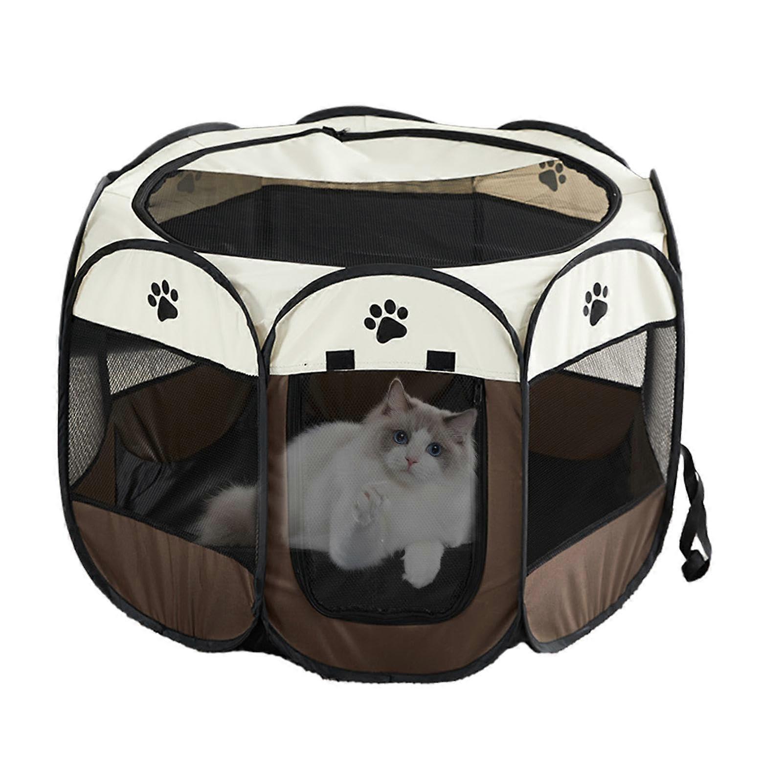 Portable Puppy Playpen, Foldable Oxford Fabric Dog Crate with Removable Zip