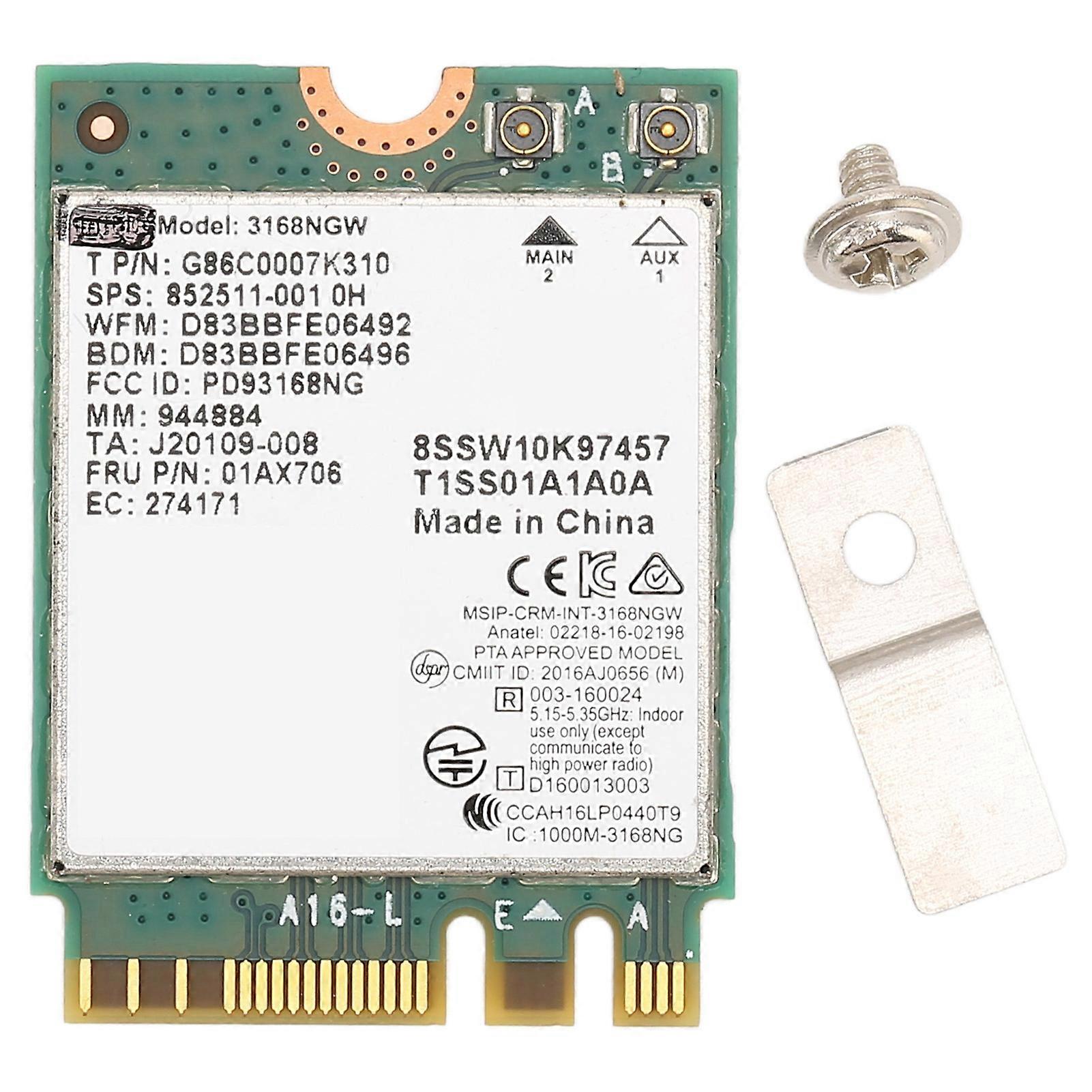 Wireless Module 3168NGW AC NGFF M.2 2.4G 5G Dual Frequency 600Mbps BT 4.2 WIFI Network Card