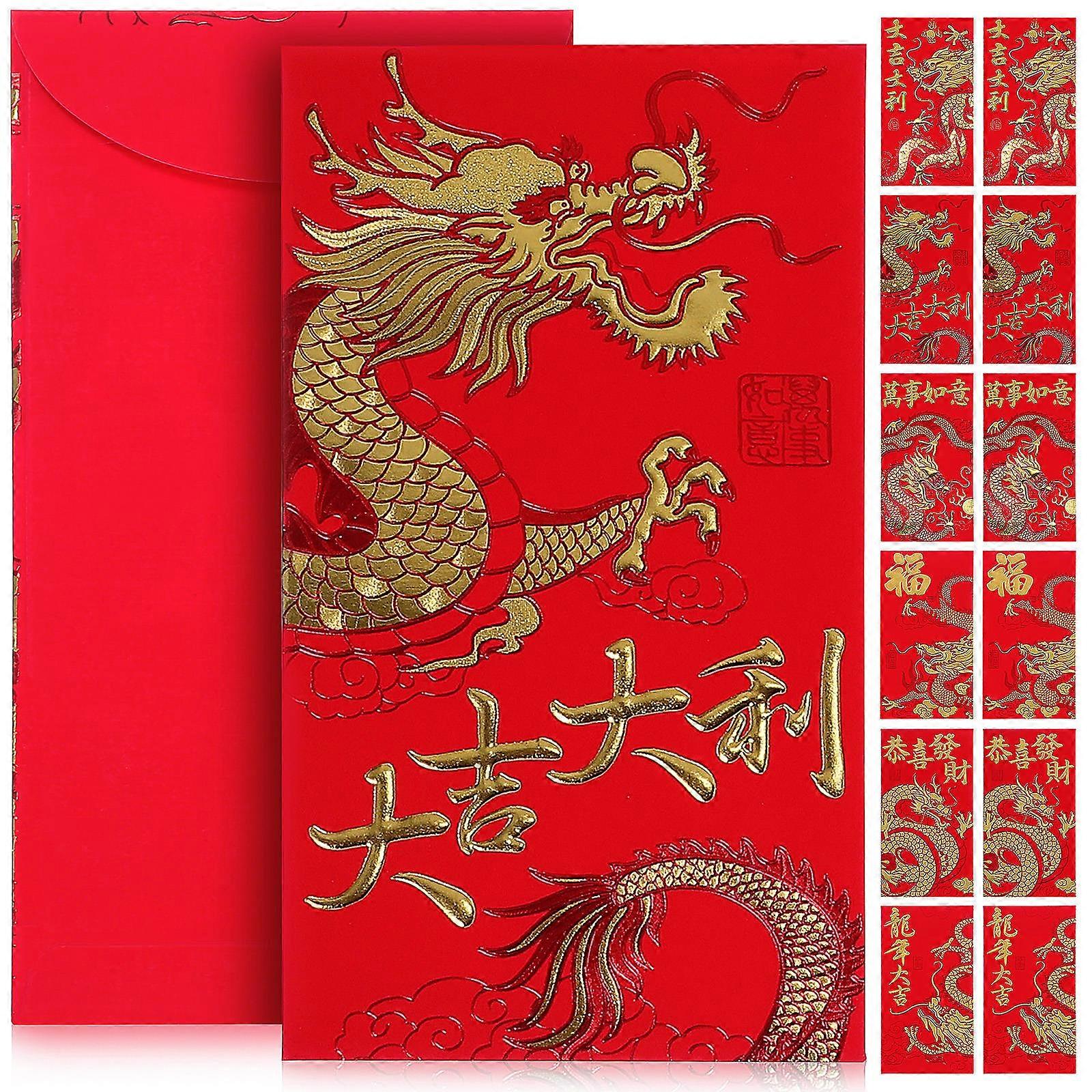 Chinese Red Envelopes For Kids Festive Occasions Rectangle Shape Paper Material 36Pcs
