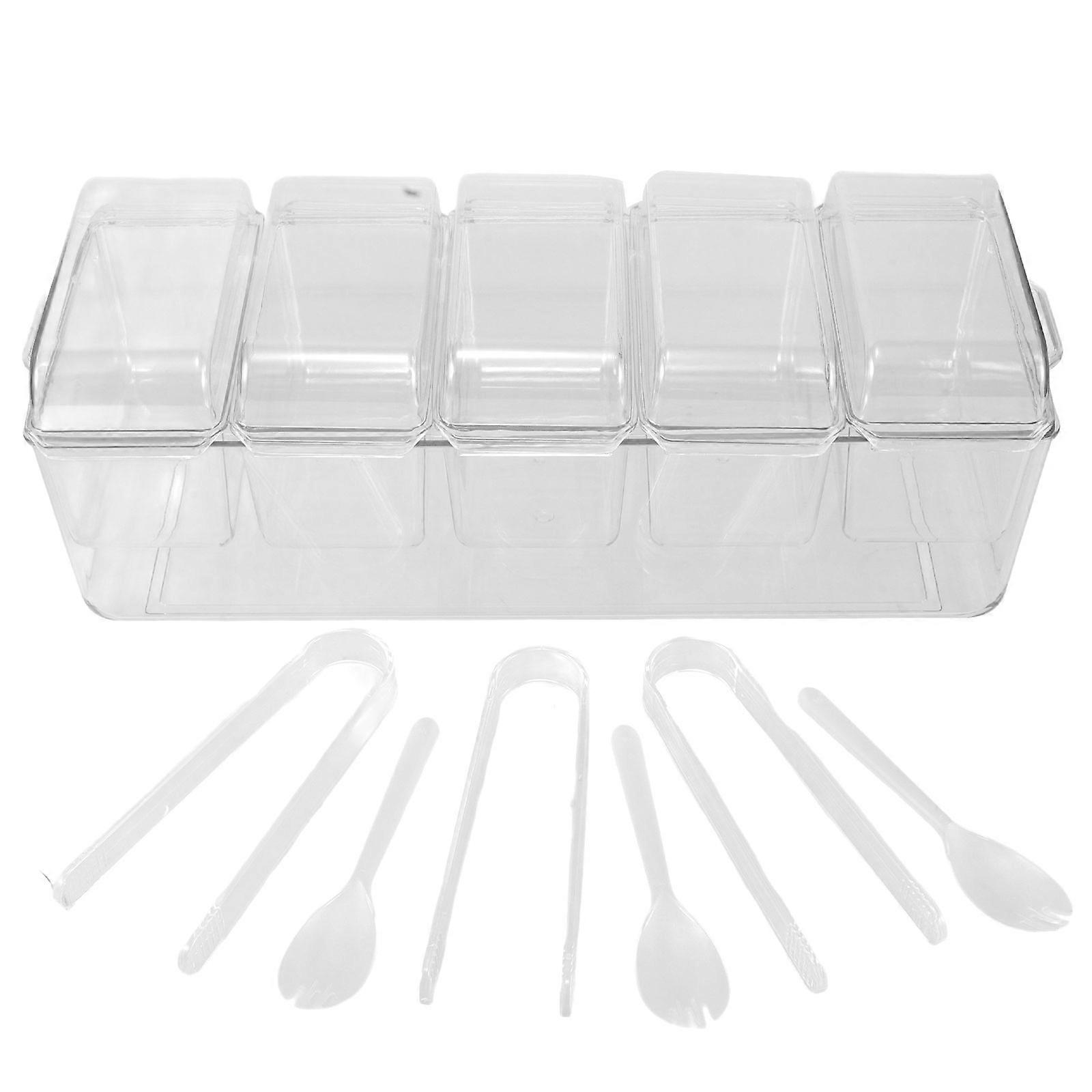 Divided Snack Tray With Lid Chilled Condiment Server Ice Chilled Preservation Food Storage For BBQs 1Set
