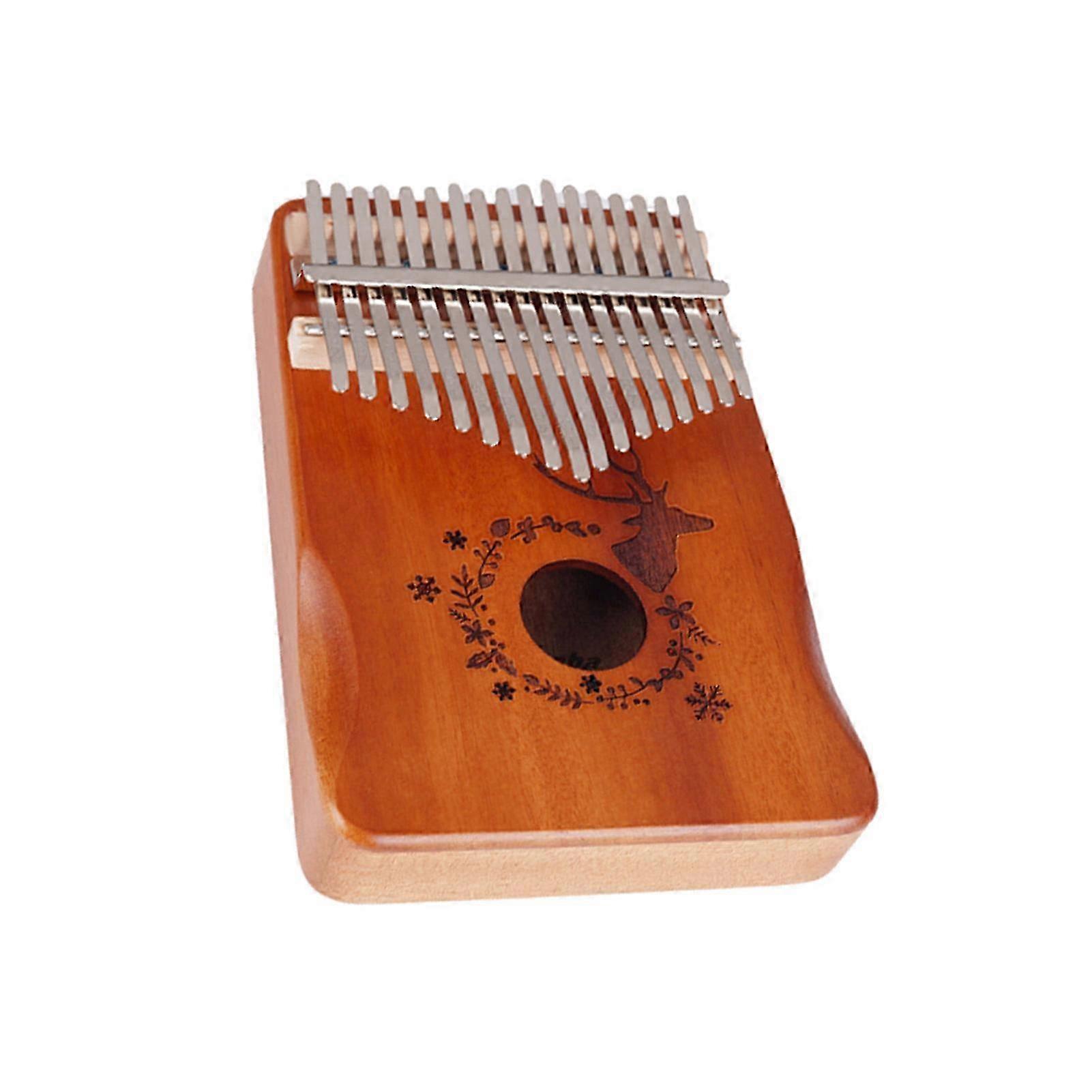 17-Key Thumb Piano with Deer Pattern - Portable Peach Blossom Wood Music Box for Beginners & Fun Travel Party Instrument