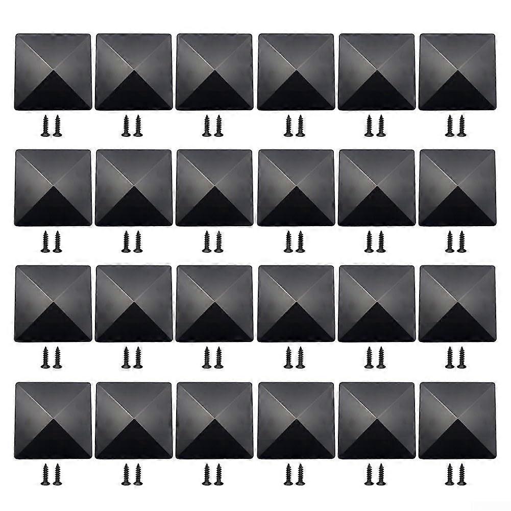 Black plastic fence post cap with protective pyramid top, predrilled for 10.2 x 10.2 cm tallation (24 pieces) 24pcs