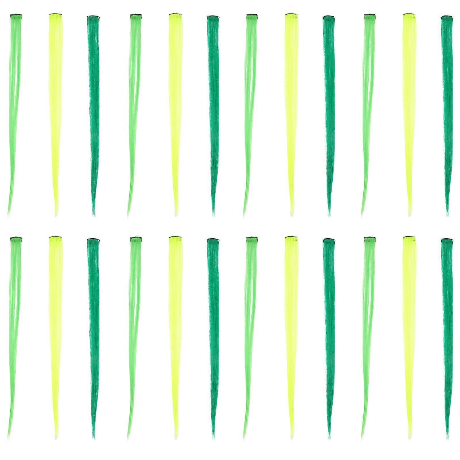 24PCS Clip In Hair Extensions for Women – Straight Neon Green & Yellow Hair Pieces for Easy Styling, Cosplay, Parties & Daily Wear