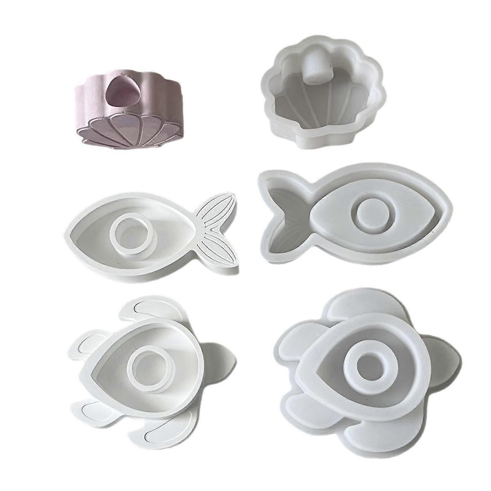 Oceanics Themed Silicone Mould Set 3Pcs for Candle Making Shell Turtles Fish Shapes Easy Clean Reusable Crafting Tool Multicolor