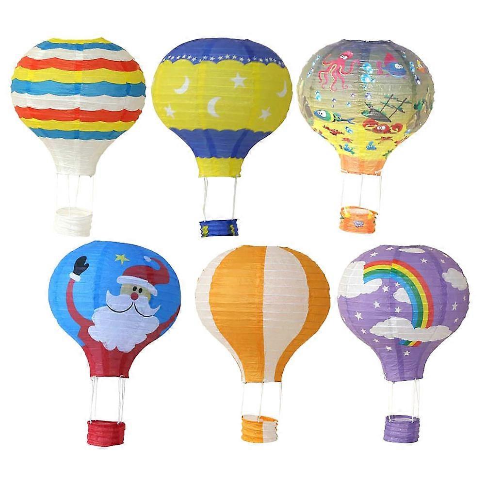 Ornaments Hot Air Hanging Home Party Decorative Style Assorted Color 6Pcs