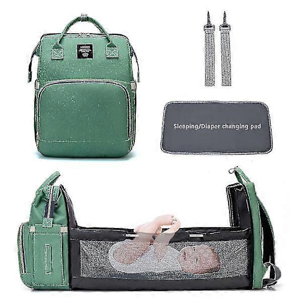 2-in-1 Portable Folding Crib Diaper Backpack Large Capacity