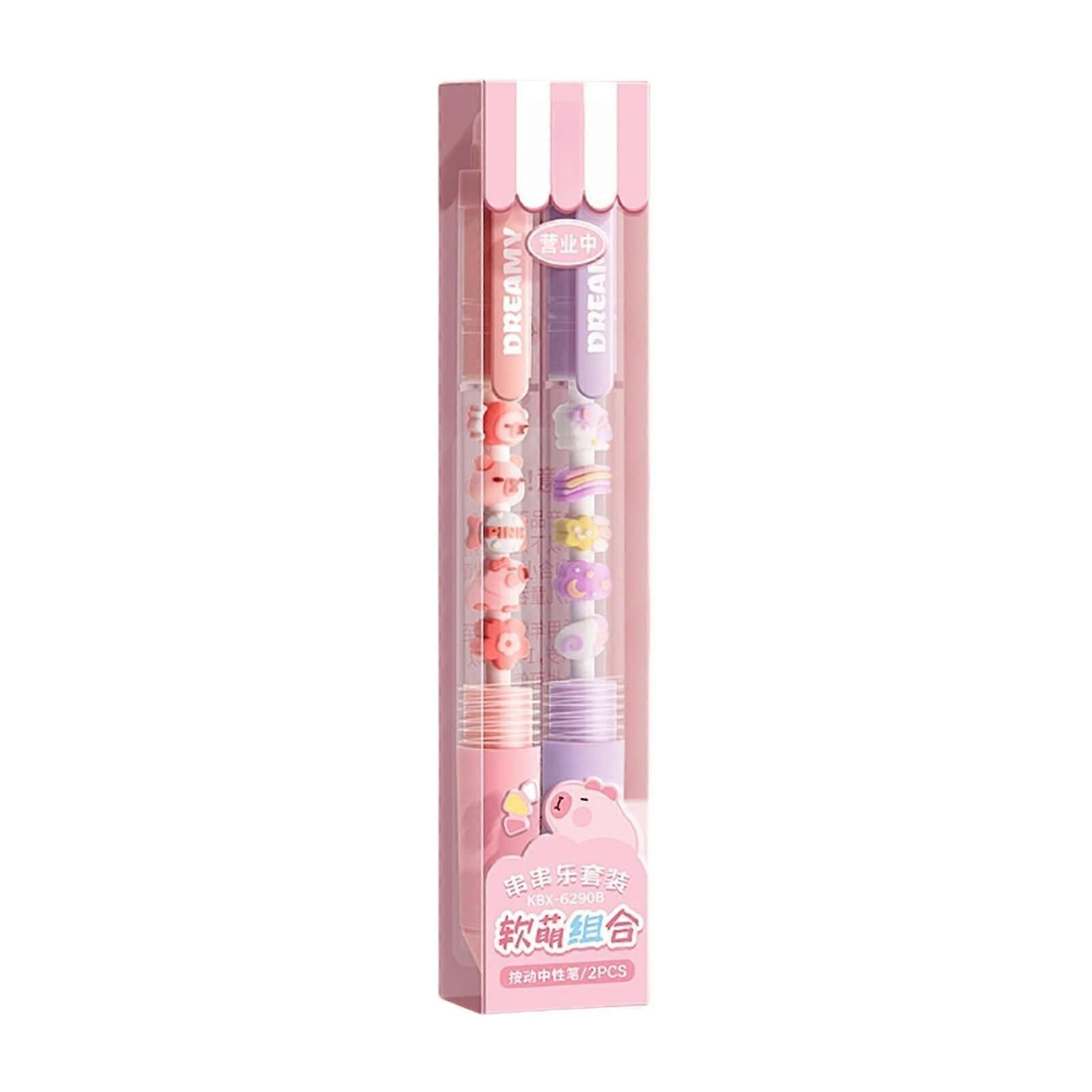 Gel Pen with Cartoon Pearls, Retractable 0.5mm Quick-Dry Writing Pen for Journaling and Office Use, 2/4 Pieces