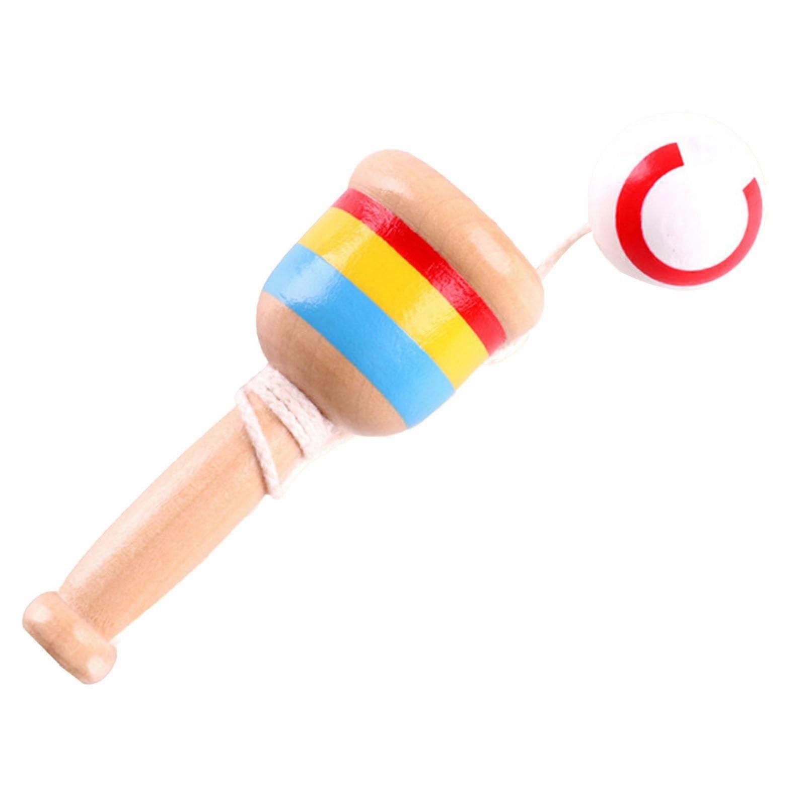Wooden Catch Ball, Paddle Ball with String, CupCup Catch Ball Toy, White and Red