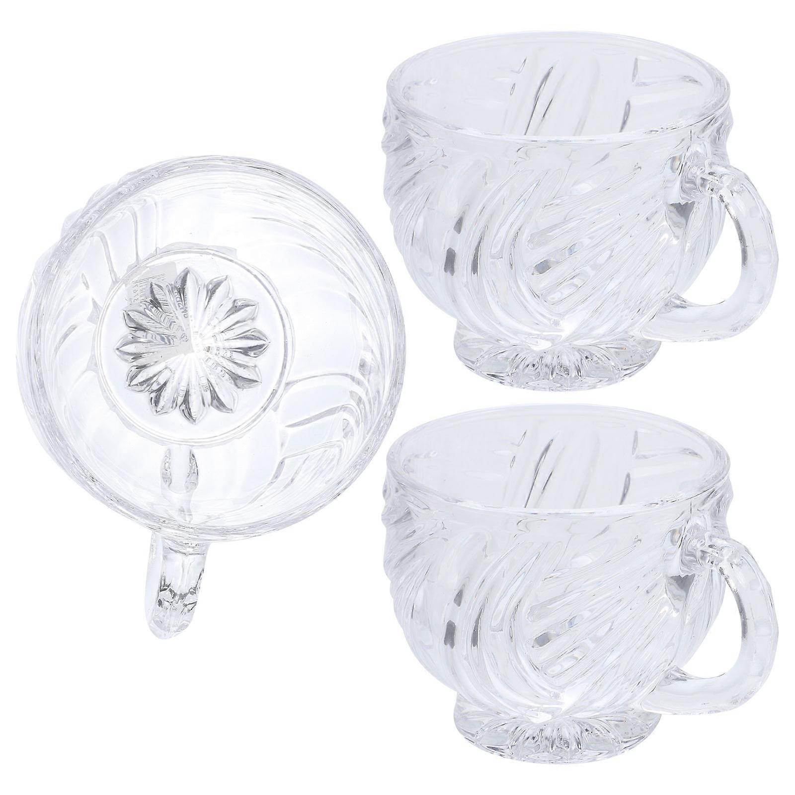 Glass Mug For Hot Beverage Container Cold Beverage Container 3.1×3.1×2.8in 3Pcs