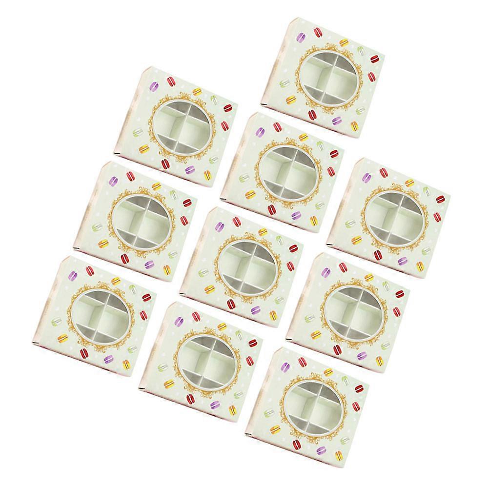 Durable Paper Macaron Box with Transparent Window for Storage Use 6Grids Small Size Green