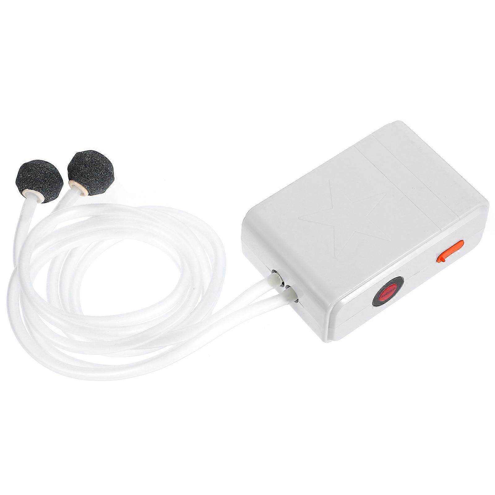Aquarium Air Pump Oxygen Supply Dual Outlet Quiet Operation USB Charging 1Set For Fish Tank Home 6.5x9.5cm