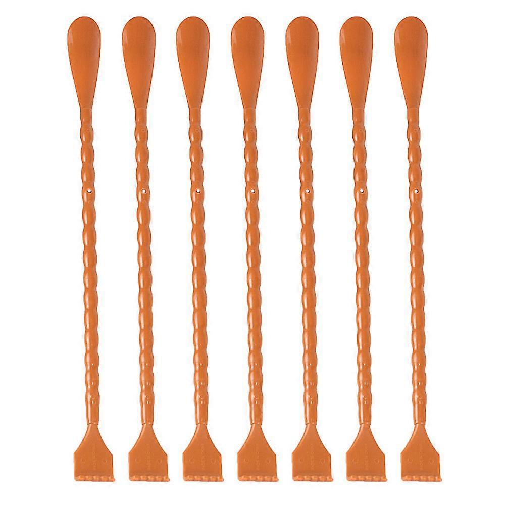 Travel Shoe Horn 2Pcs 2 In 1 Back Scratcher With Shoe Horn Curved Shape For Home Office Daily Use Brown 46x3.5cm