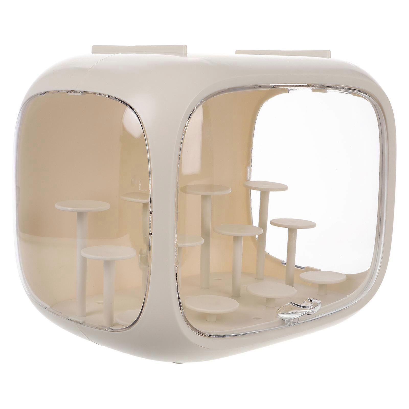 Plastic Showcase Box Action Figure Display Case Collectors Storage Beige Rectangular Design 1Set