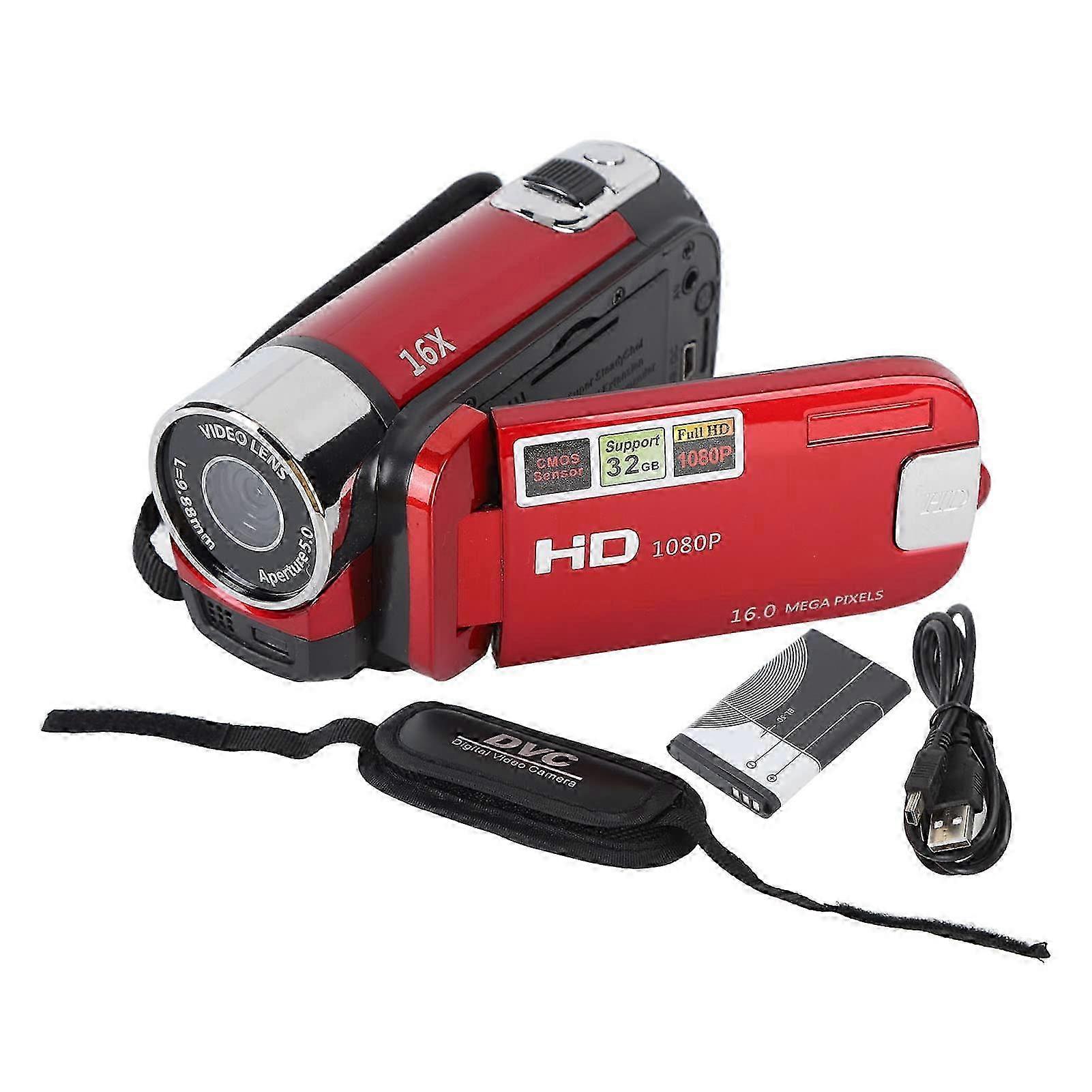 1080P 16MP Digital Video Camera, Video Camera Camcorder, Digital Camera with 2 7 Inch Rotatable Screen and 16x Digital Zoom(red) 2025