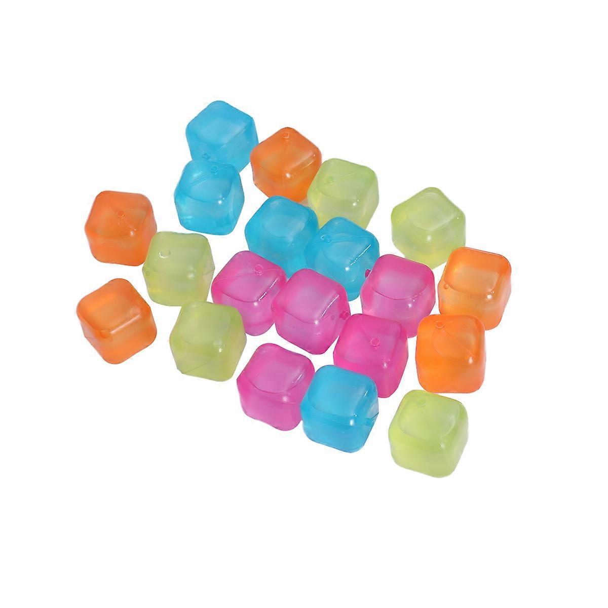 Colorful Ice Cubes 20Pcs Pack Square Reusable 3D Ice Assorted Color for Home Use Fast Freezing