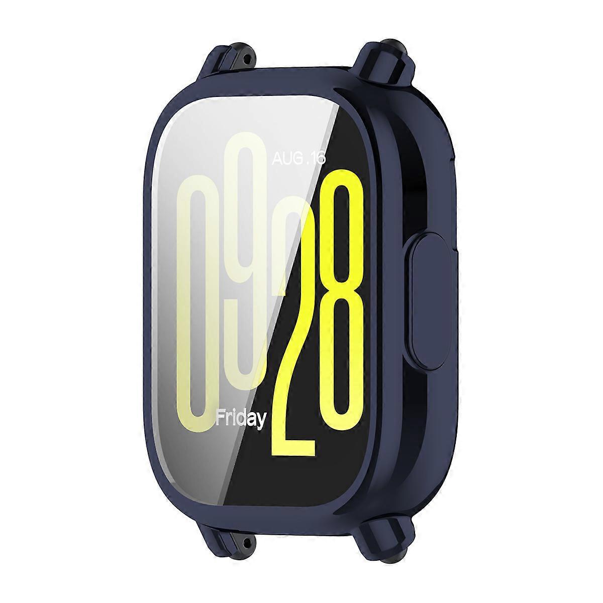 For Xiaomi Redmi Watch 5 Active TPU Watch Case ENKAY HAT PRINCE Electroplating Watch Cover with Screen Protector Dark Blue