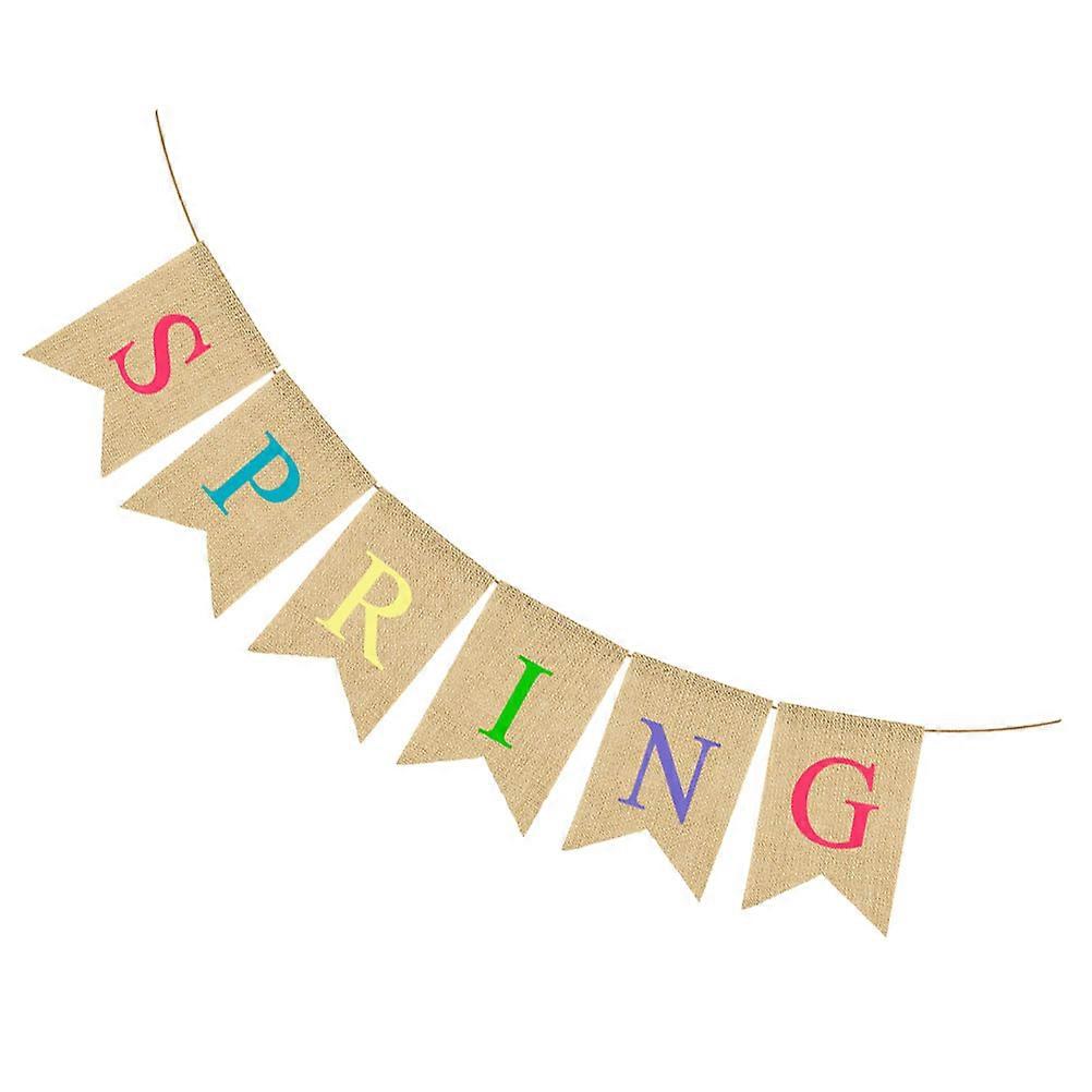 Welcome Spring Banner Burlap Banners Set Swallowtail Flag Multi 18*13cm Spring Celebration 1Set