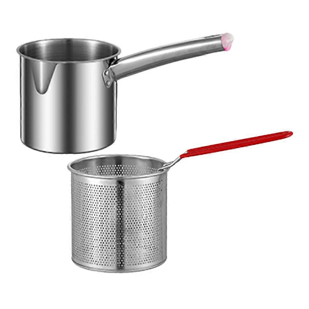 Stainless Steel Fry Basket with Handle for Home Use Ergonomic Durable Easy to Clean Silver 1 Set