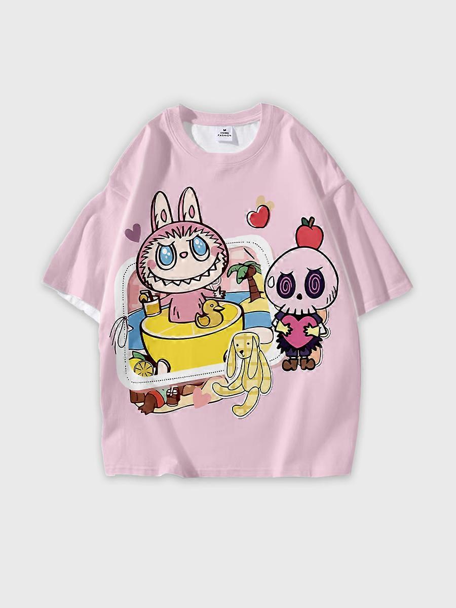 T-shirt round neck Pattern loose short sleeve P2038