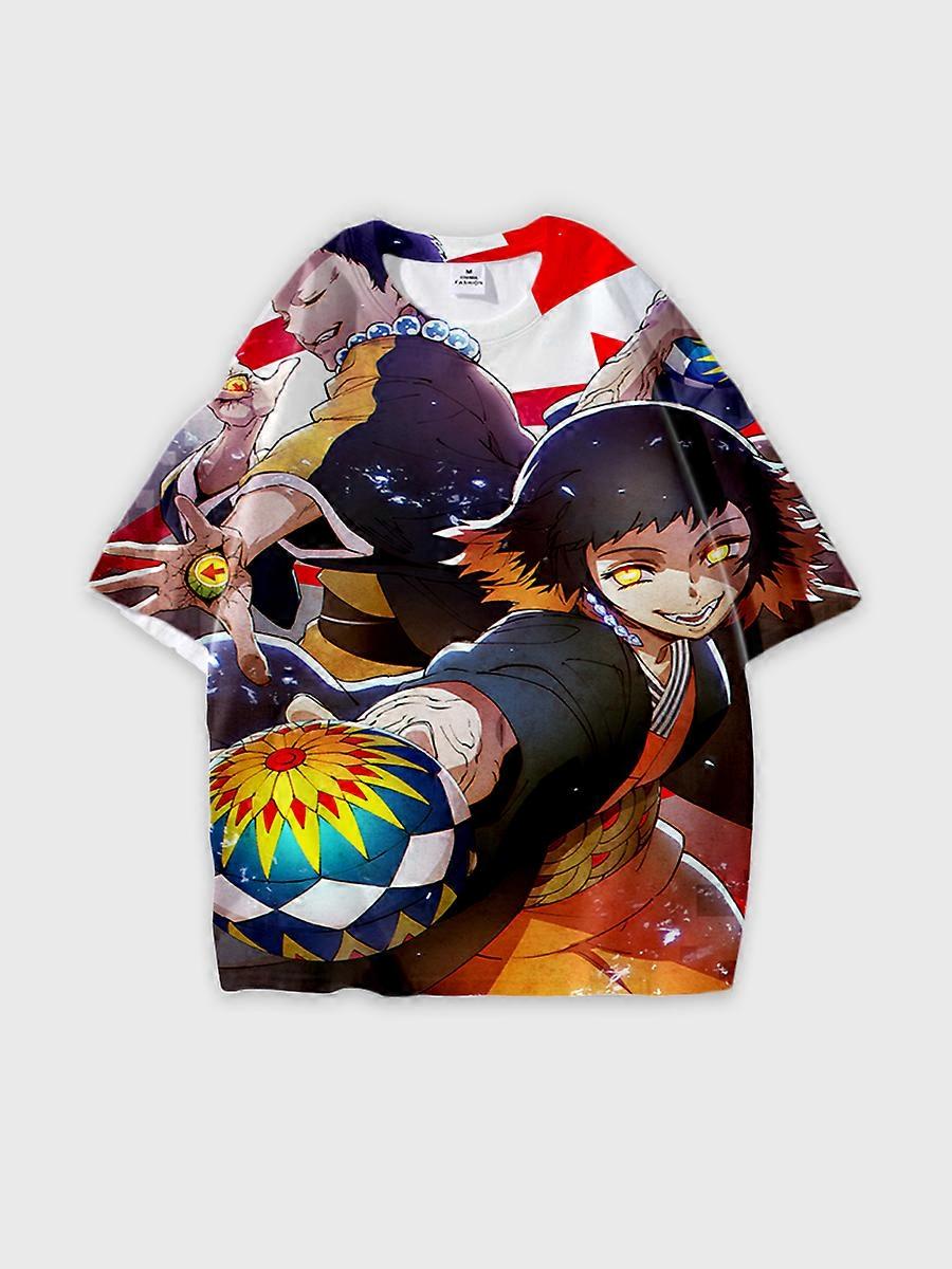 T-shirt girocollo Character Pattern manica corta sciolta P1283