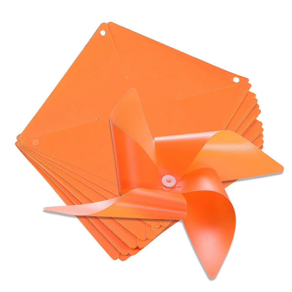 Orange Plastic Windmill Banner with Wire Rope for Party Decoration Rotates in Wind 10 Pieces