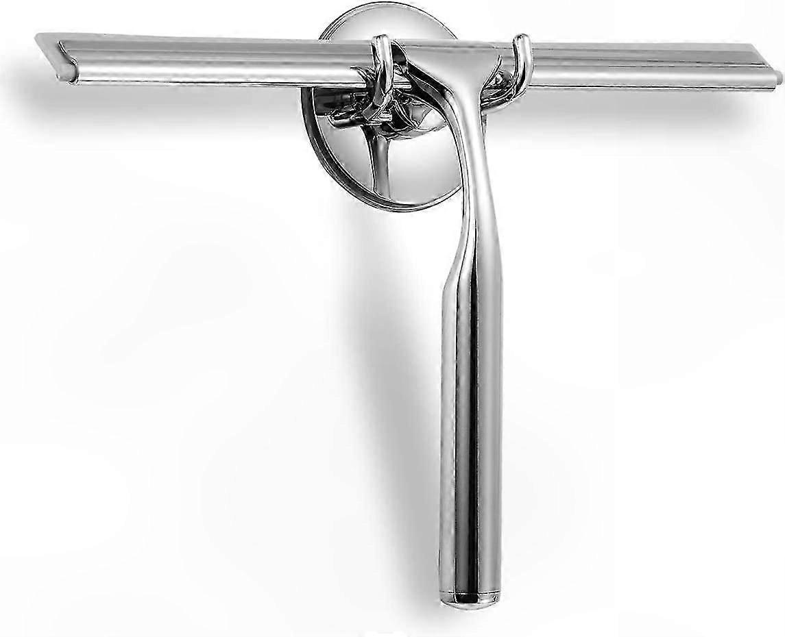 25cm Chrome Squeegee with Strong Suction Hook for Shower and Window Cleaning