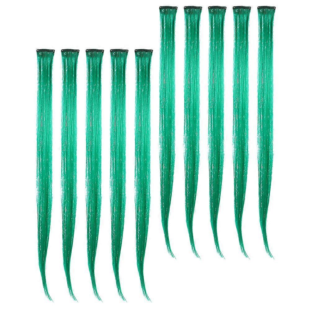 Hair Extensions For Women Hairpiece Perfect For Daily Use In Green Color With Decorative Effect And Straight Shape 10 Pcs
