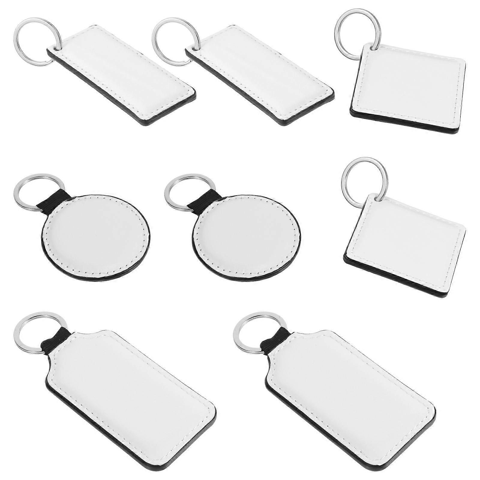 8pcs Keychain Blanks for DIY Heat Transfer Key Rings – Durable, Lightweight, Assorted Shapes for Key Identification