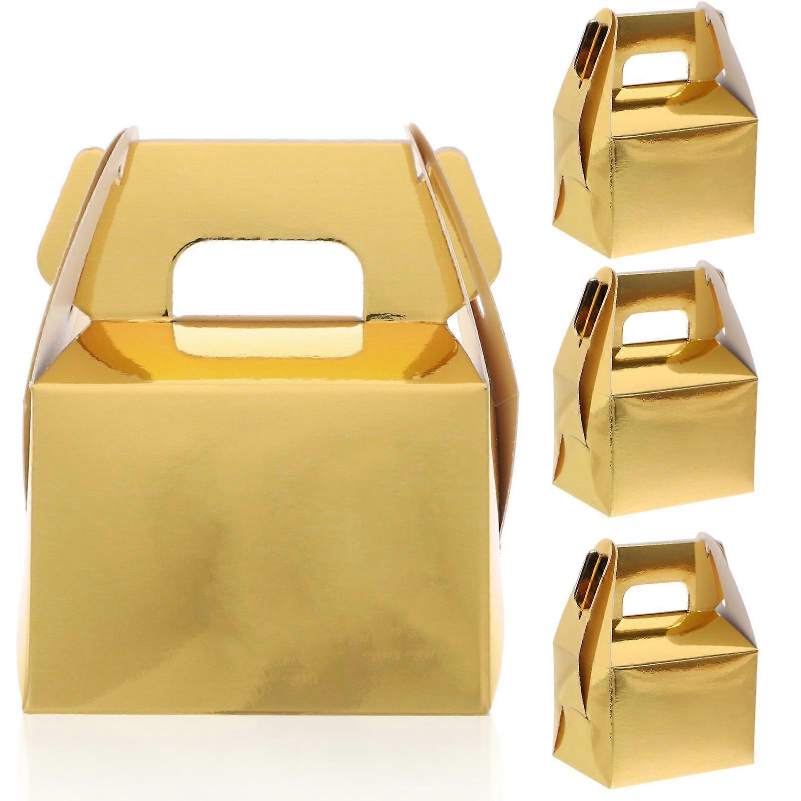 Snack Boxes For Guests At Birthday Party And Thanksgiving Day Golden Rectangular Shape 30Pcs