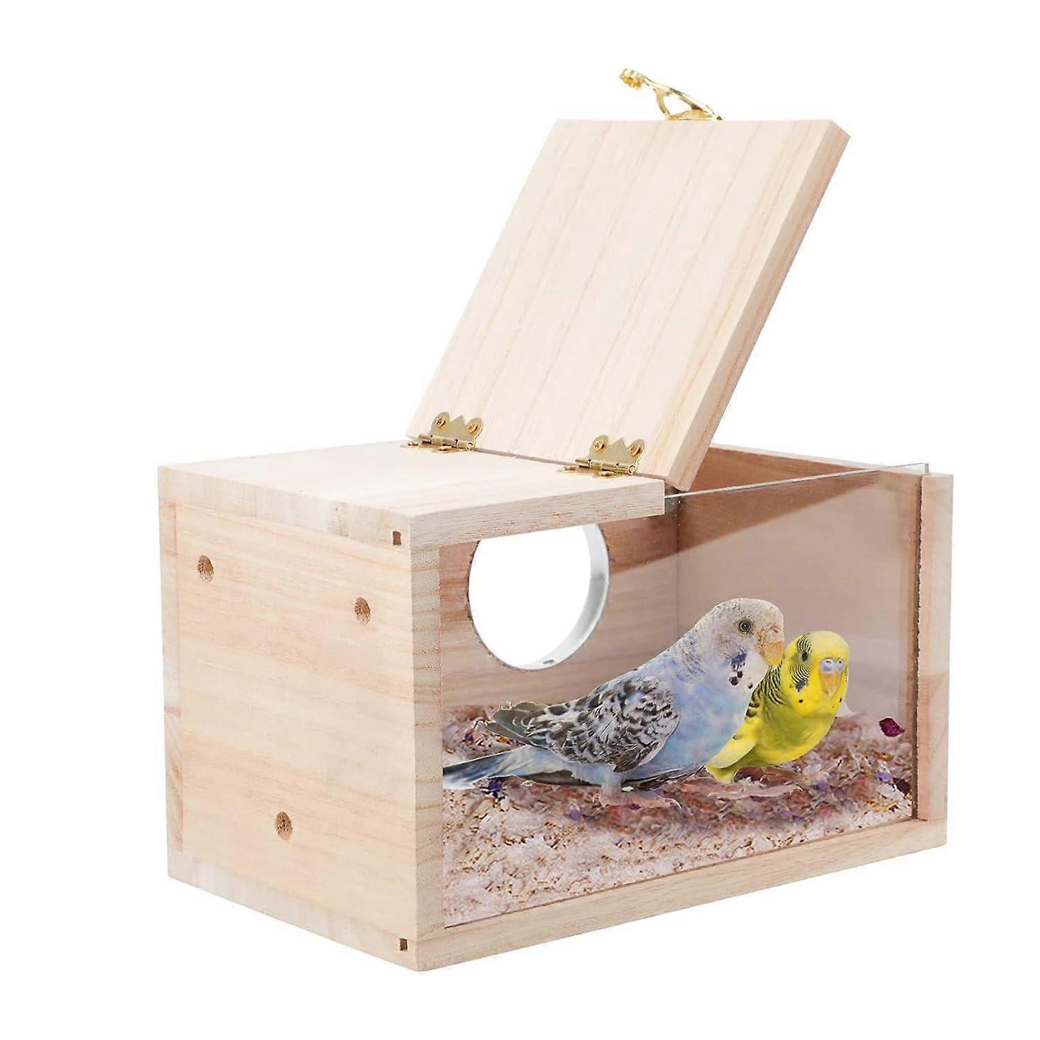 Parakeet Nesting Box Wooden Breeding Box For Parakeets And Small Parrots, Cockatiels And Lovebirds