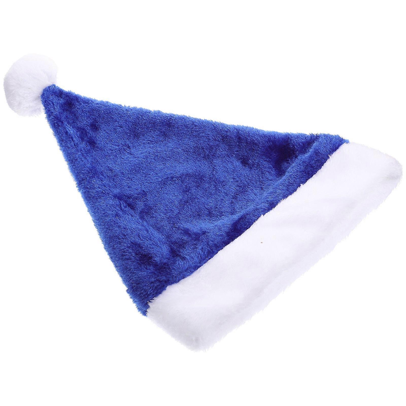 Blue Christmas Santa Hat Made Of Soft Plush Suitable For Various Festivities And Community Events 1Set