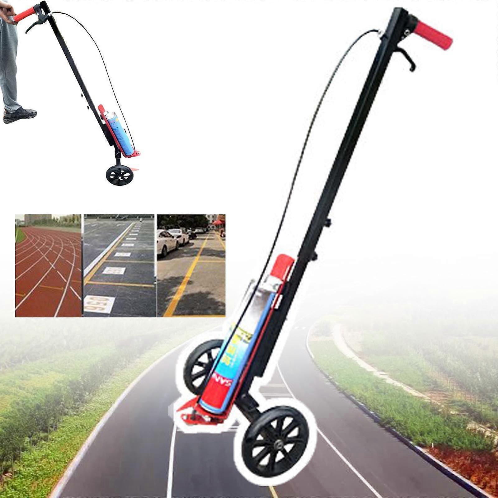 Paint Marker Rod, Two Wheel Professional Marking Vehicle, 515 cm Width, Can Draw Straight Lines, Curves, Circles for Roads, Factories, Garages, Black