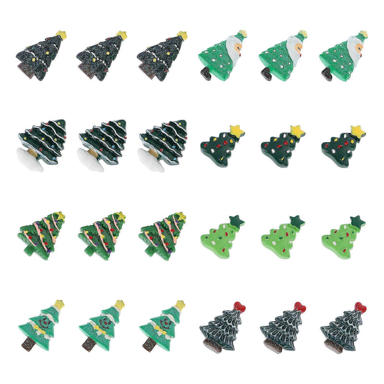 Christmas Tree Cabochons for Decor Phone Case Charms 24Pcs Assorted Color Resin