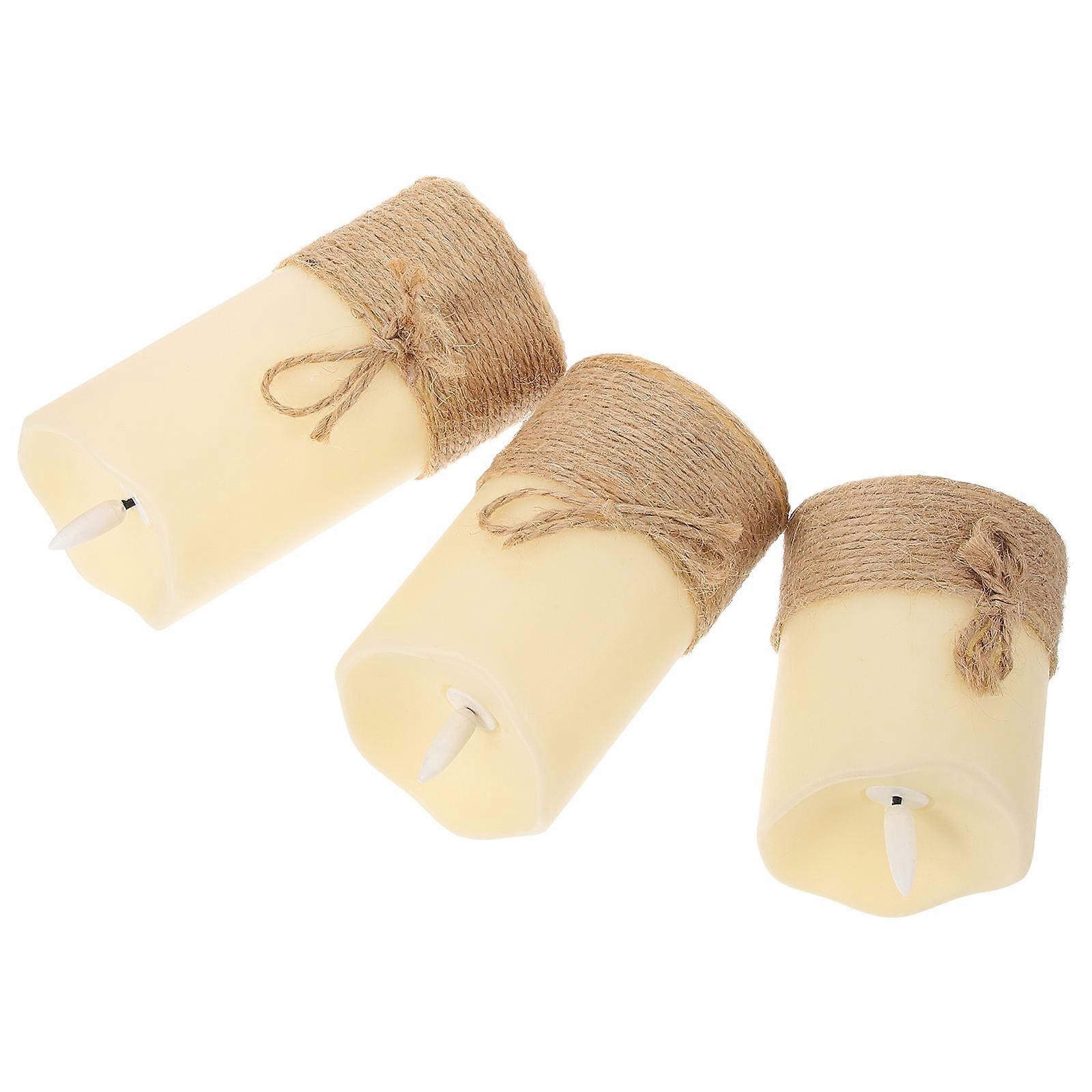 3Pcs Blue LED Candle Lights Flameless for Safe Decoration Made of Durable Paraffin Wax and ABS
