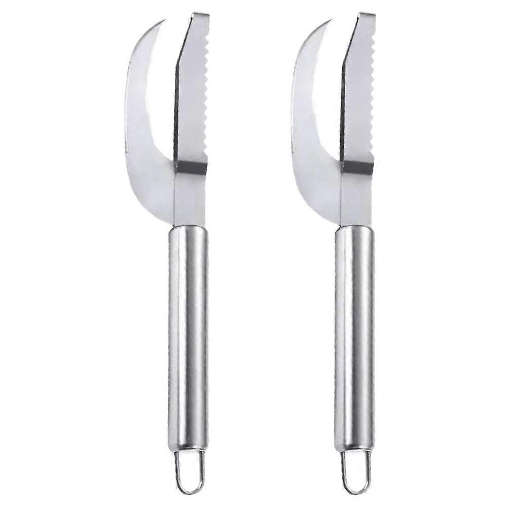 2Pcs Fish Scale Removal Tool 2-in-1 Design Curved For Home Cooking
