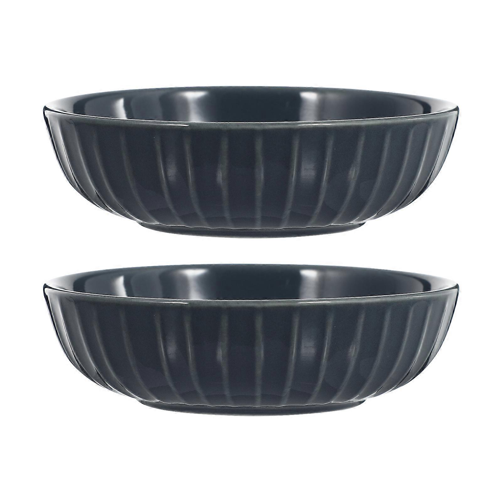 Blue Ceramic Sauce Dishes for Home Use with Special Stripe Patterns 2 Pieces
