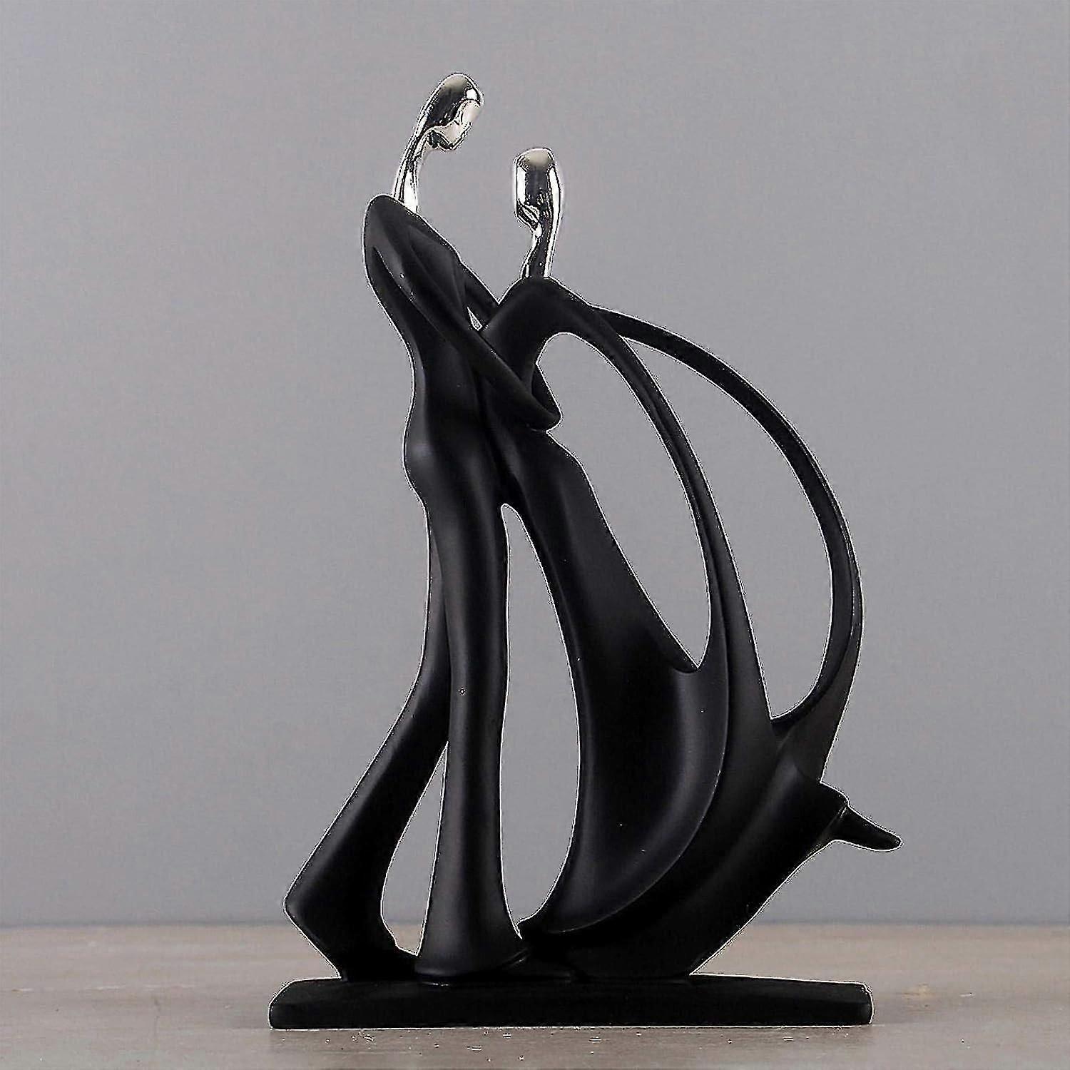 Couple Sculpture Decoration Resin Ornament, Desktop Dancing Figurines Couple Dancing Abstract Statue With Rectangular Base For Home And Office Decorat