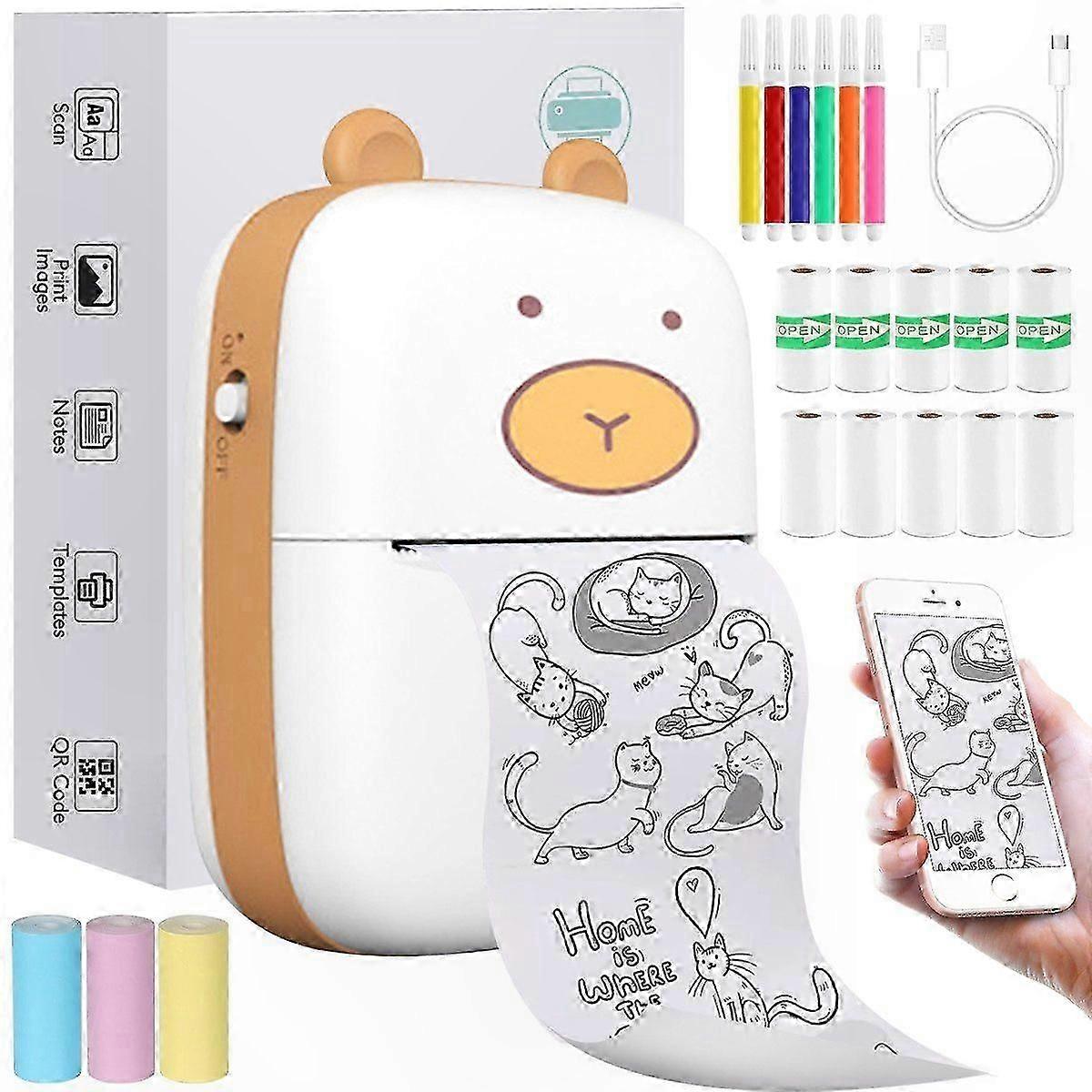 Compact Portable Bluetooth Thermal Printer with Remote and Photo Printing Capability for Everyday Use