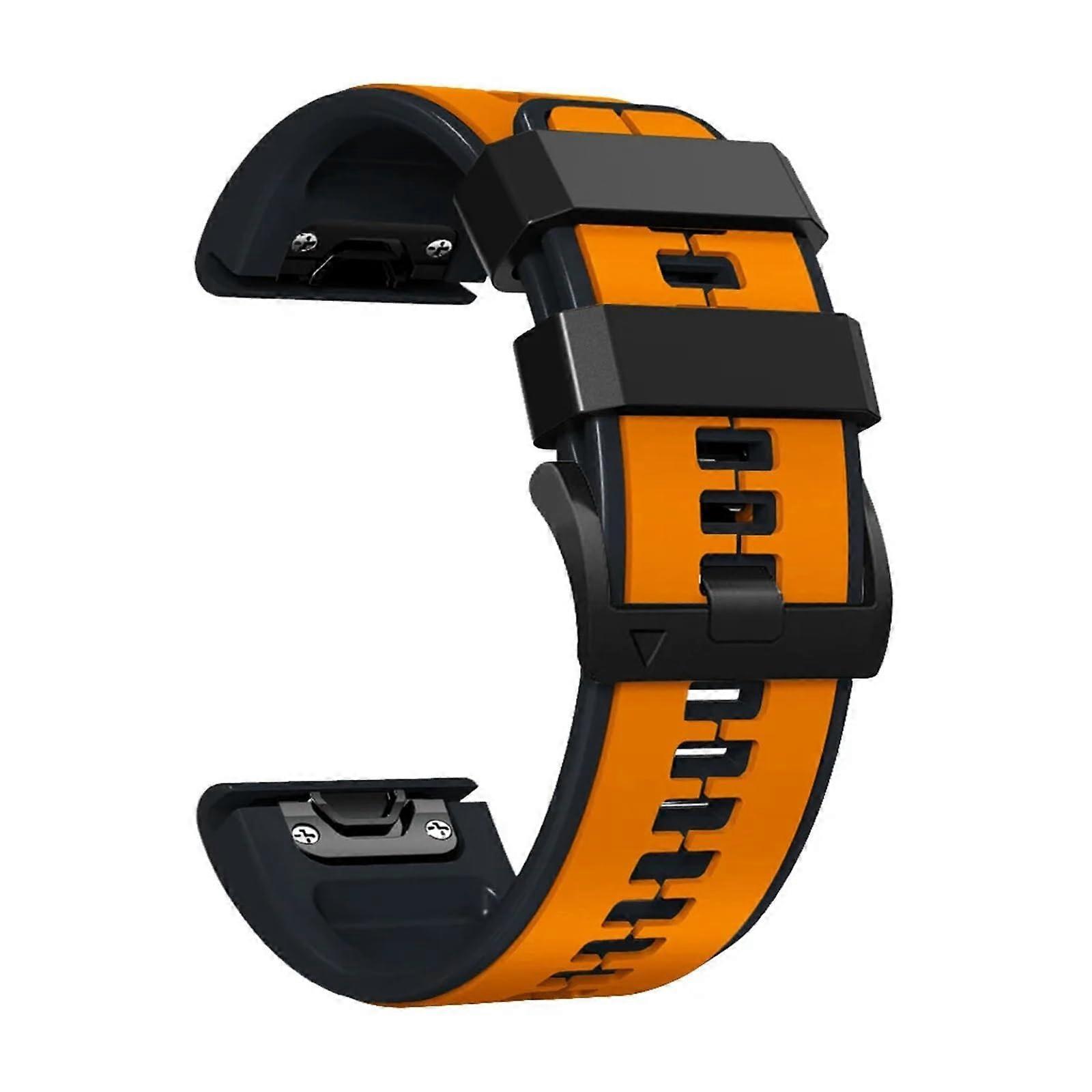 Silicone Watch Strap For Garmin Instinct 2X And Instinct 2, 22mm And 26mm Width, Orange And Black