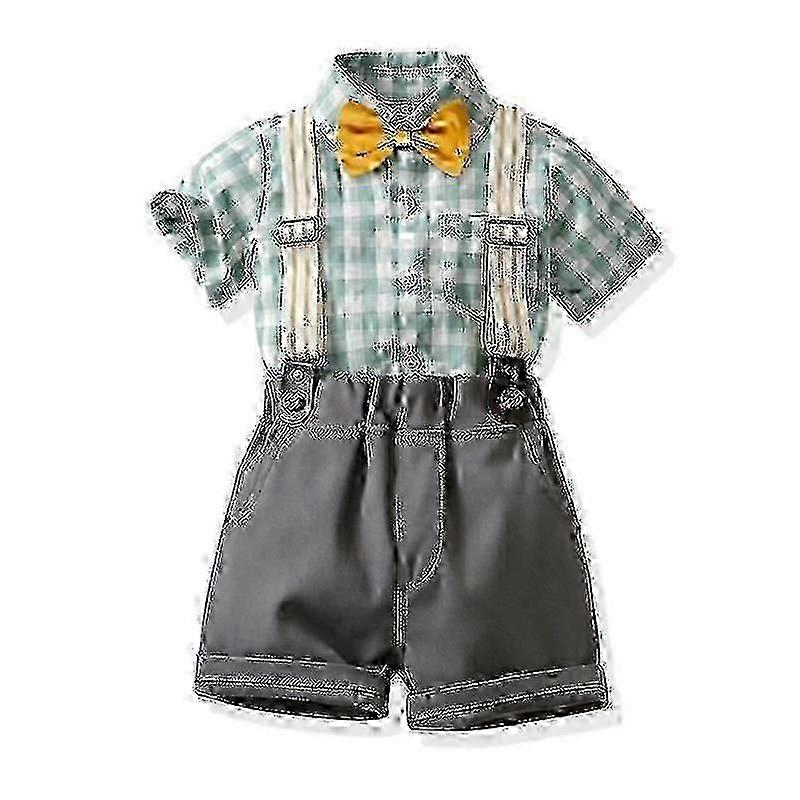 Νέα Παιδιά Καλοκαίρι Baby Boys Επίσημη Gentleman Outfits Κοστούμια Παπιγιόν Romper Ζαρτιέρες Σορτς Μανίκι Πουκάμισο Στολή JM
