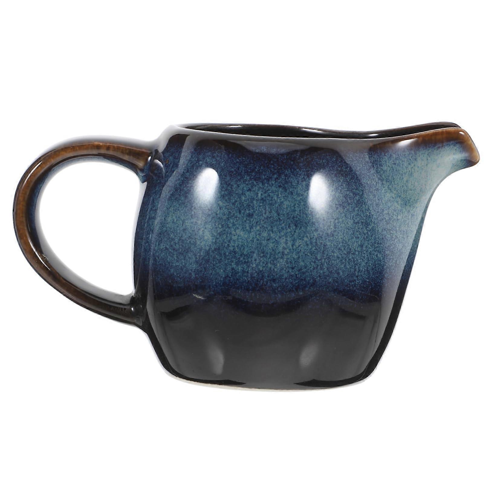 Ceramic Milk Jug – Elegant Blue Creamer with Handle for Home and Café, Versatile Design, Durable and Easy to Clean