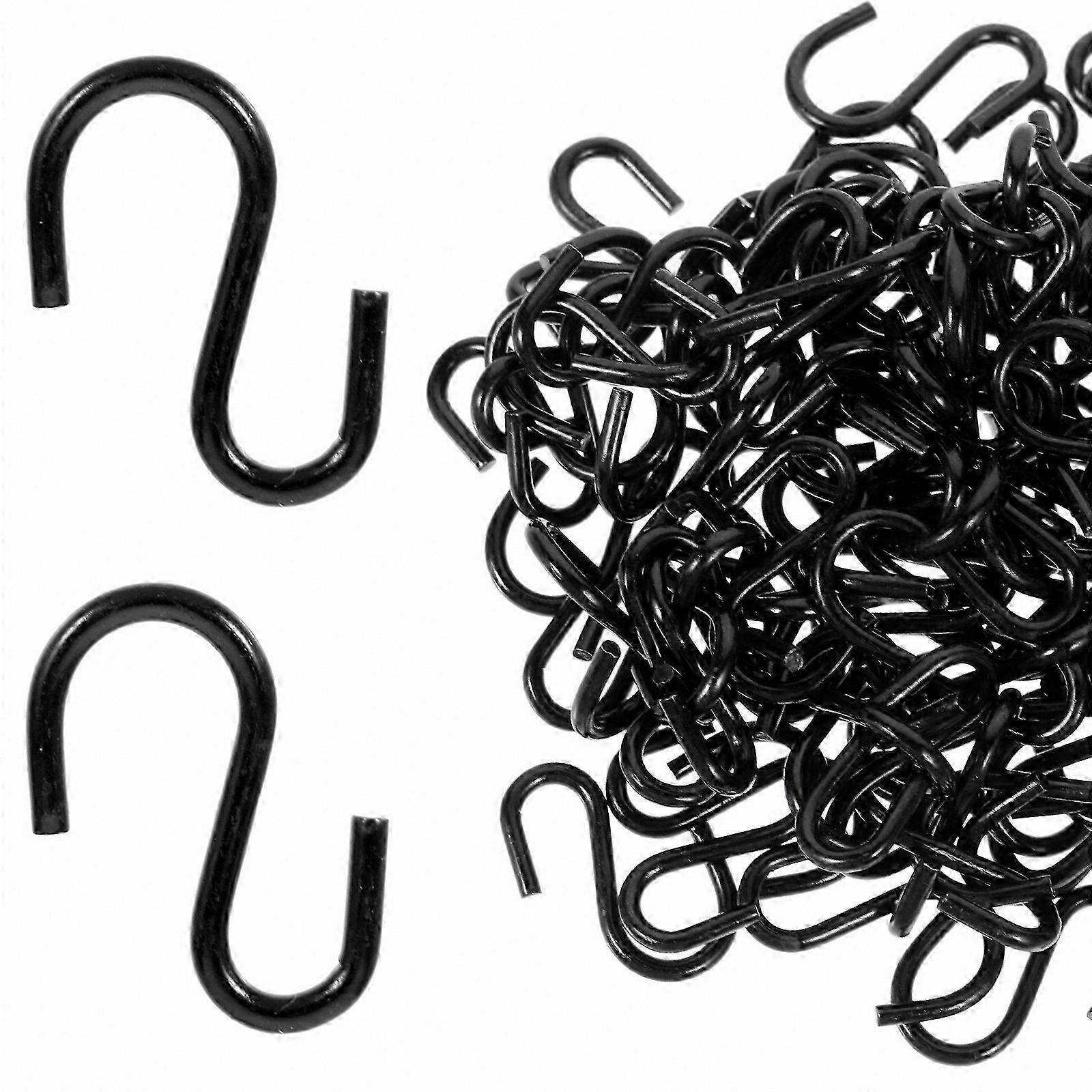 100 Pack Durable Black S-Hooks for Hanging and Organizing Purposes