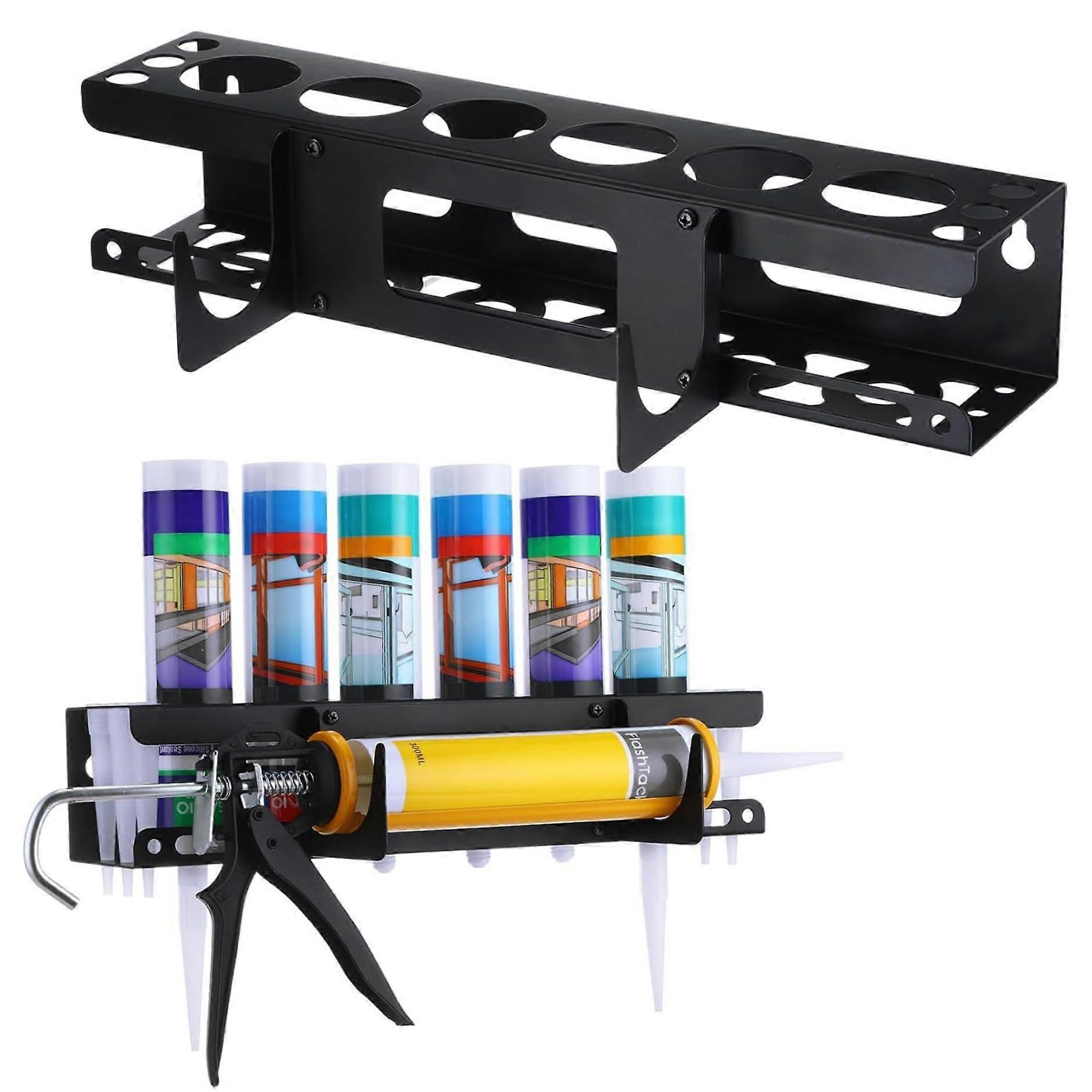 Grease Gun Holder, Carbon Steel, Wall Mount, Mounting Holes, Space-Saving Nested Gun Storage for Workshop and Garage