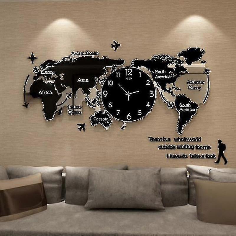 Zegar ścienny z mapą świata Akrylowy nordycki minimalista do domowego biura