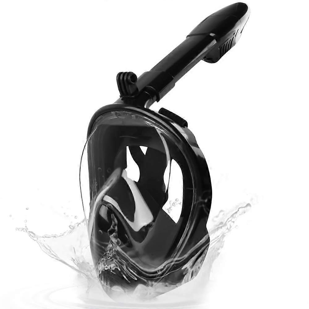 Snorkel Set Adults Dry Diving Set Panoramic Wide View AntiLeak Diving Goggle Snorkelling Gear Black