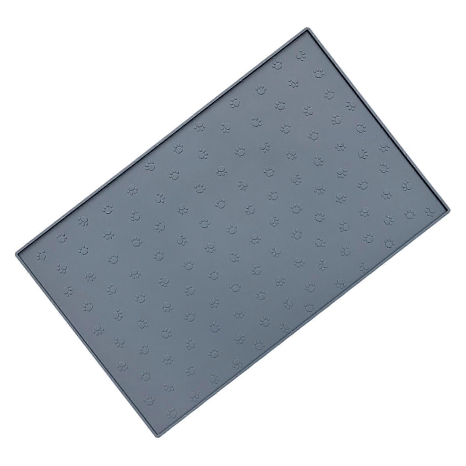 Cat Feeding Mat Silicone, Silicone Pet Feeding Mat For Cats And Dogs, Spill-Proof With High Edges, 48x30 cm, Grey