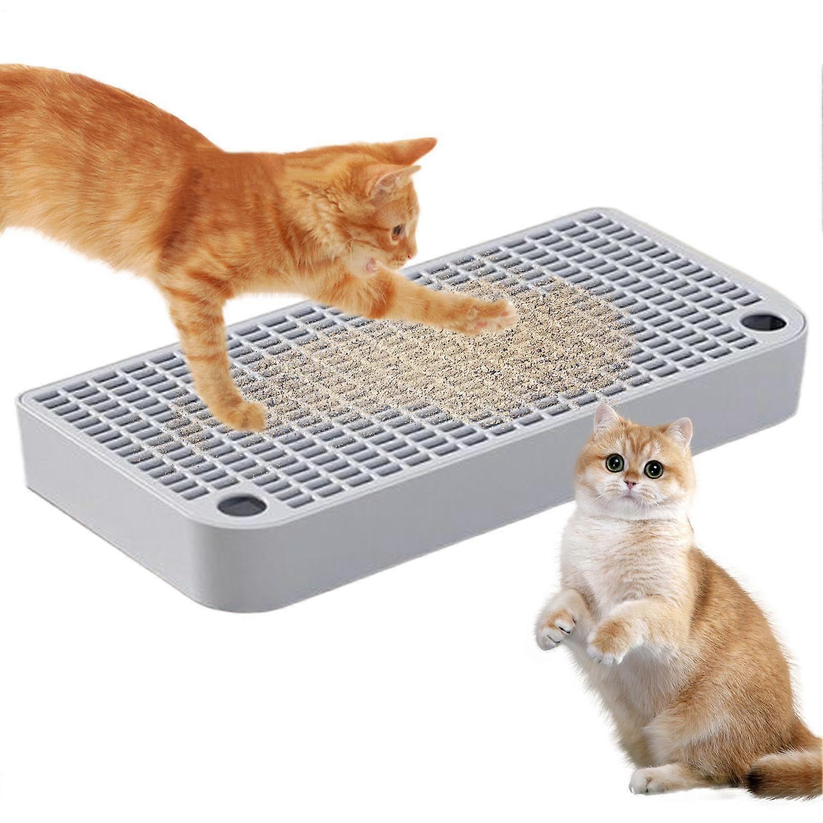 Double Layer Littertrapper Ramp Waterproof Cat Litter Box Mat Compact Scratch-Resistant Light Grey Pedal for Easy Cleaning
