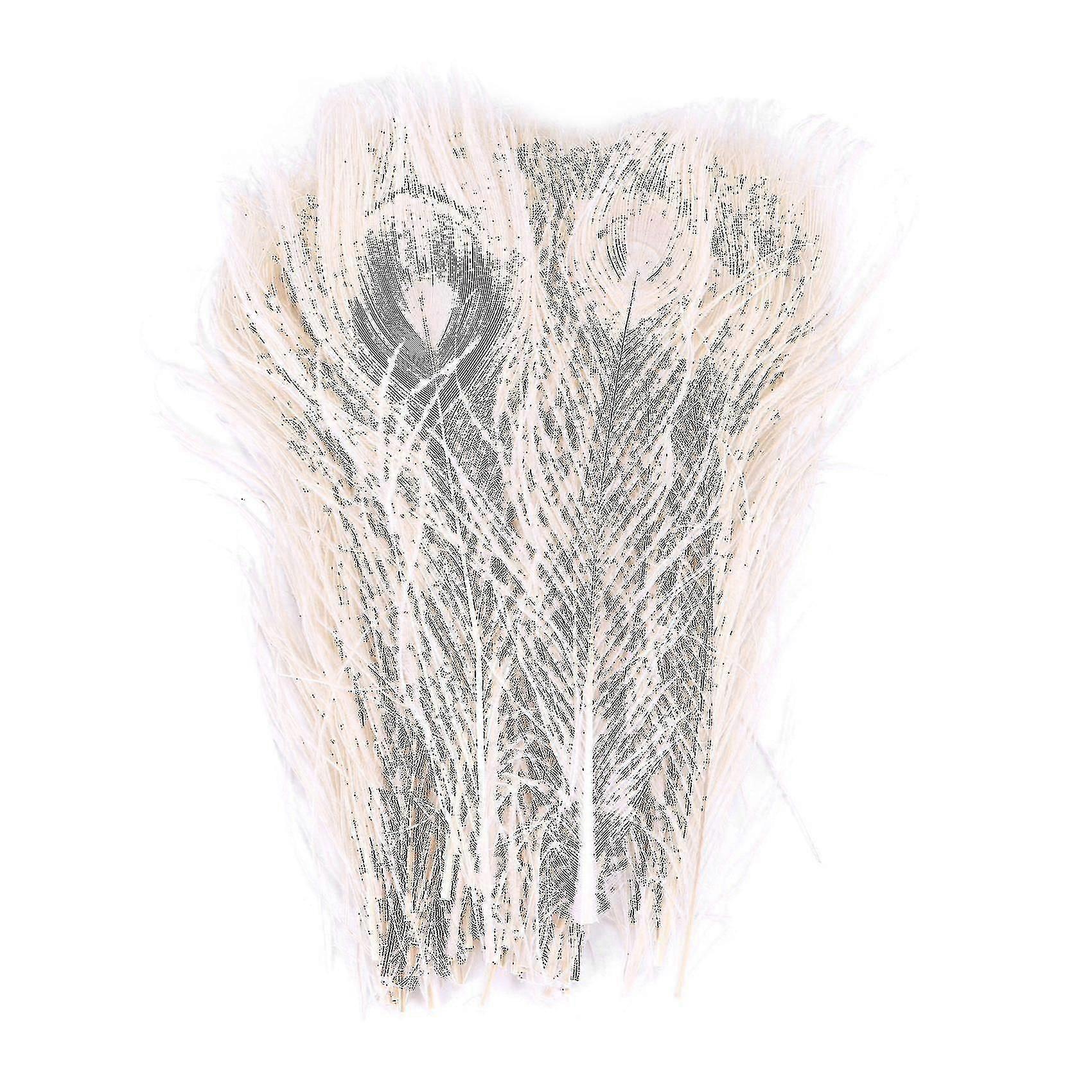 Conjunto decorativo com 50 penas brancas de pavão, de 25 a 30 cm (10 a 12 polegadas).