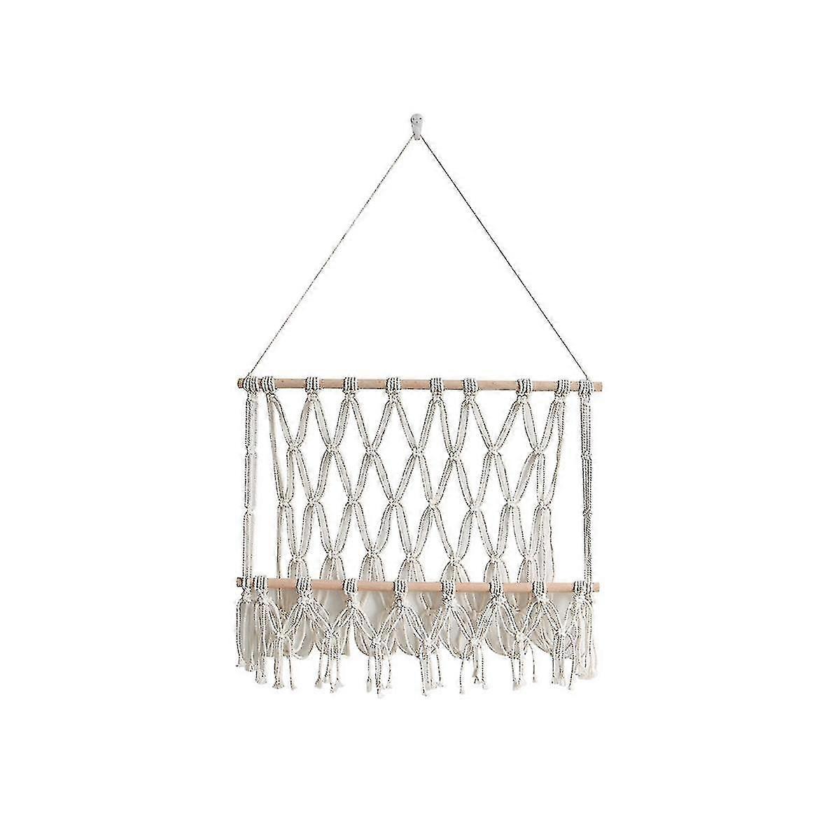 Wall Hanging Tapestry: Bohemian Style, Handmade Cotton Rope, Indoor Home Decor with Floating Shelf